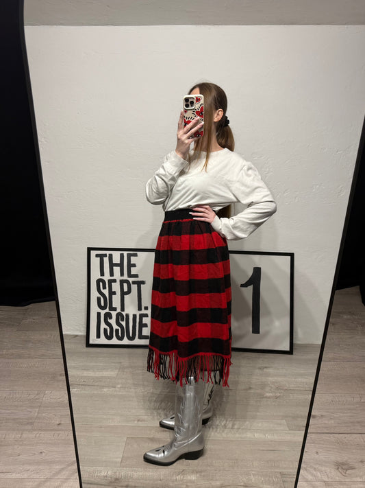 Maxi gonna tartan frange