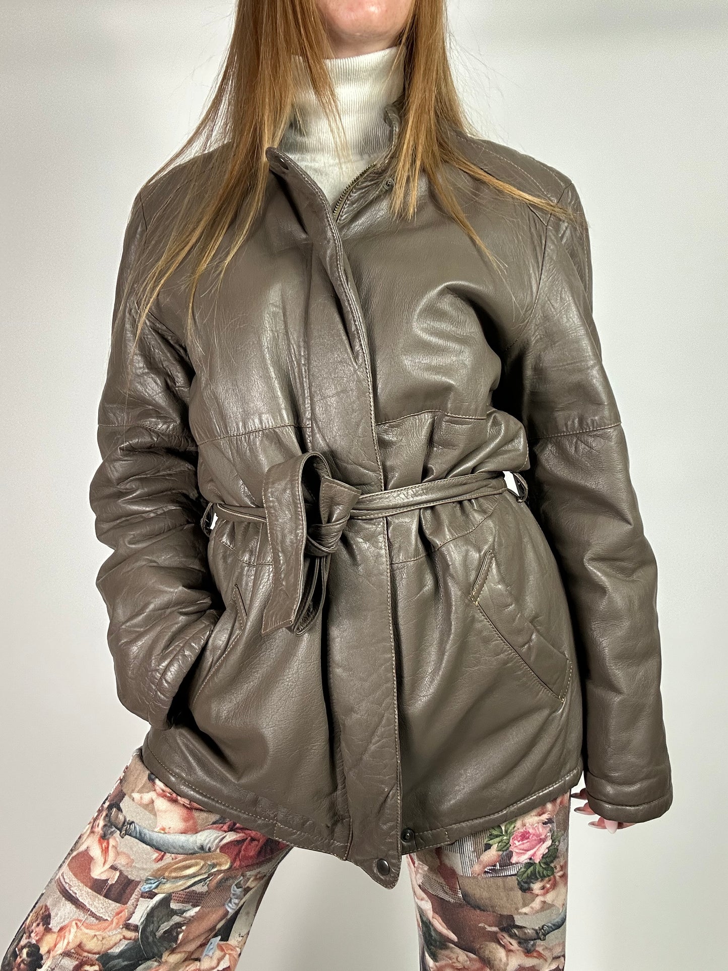 Giacca in pelle tortora tg.L