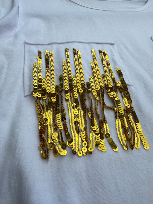 T-shirt tasche paillettes tg.S