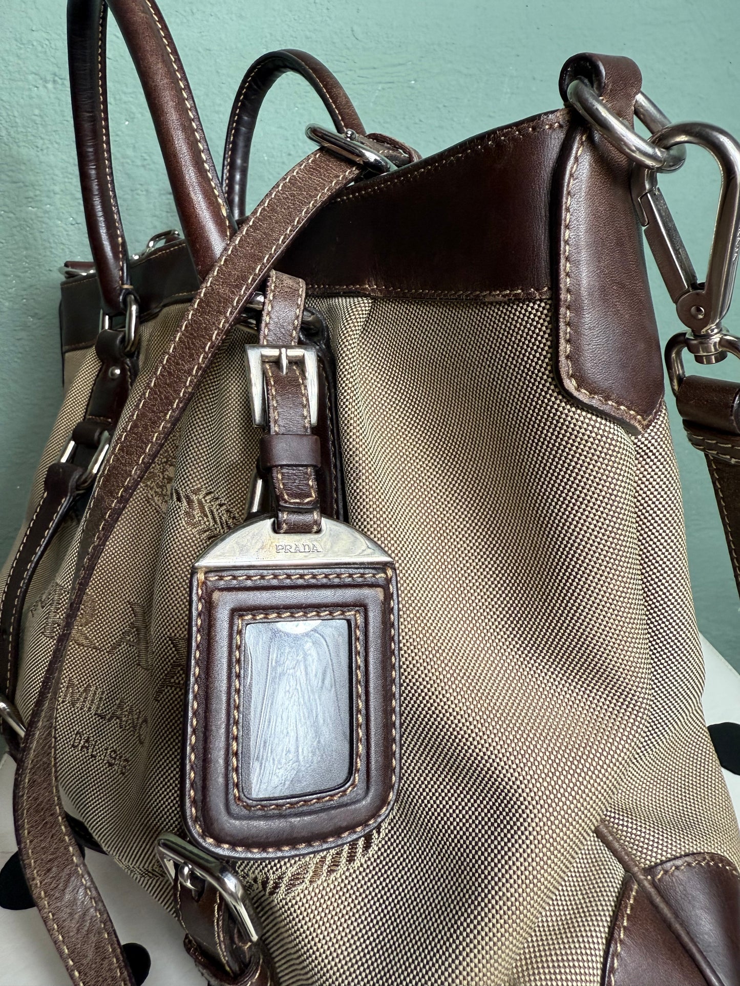 Prada Brown Canapa Canvas & Leather
