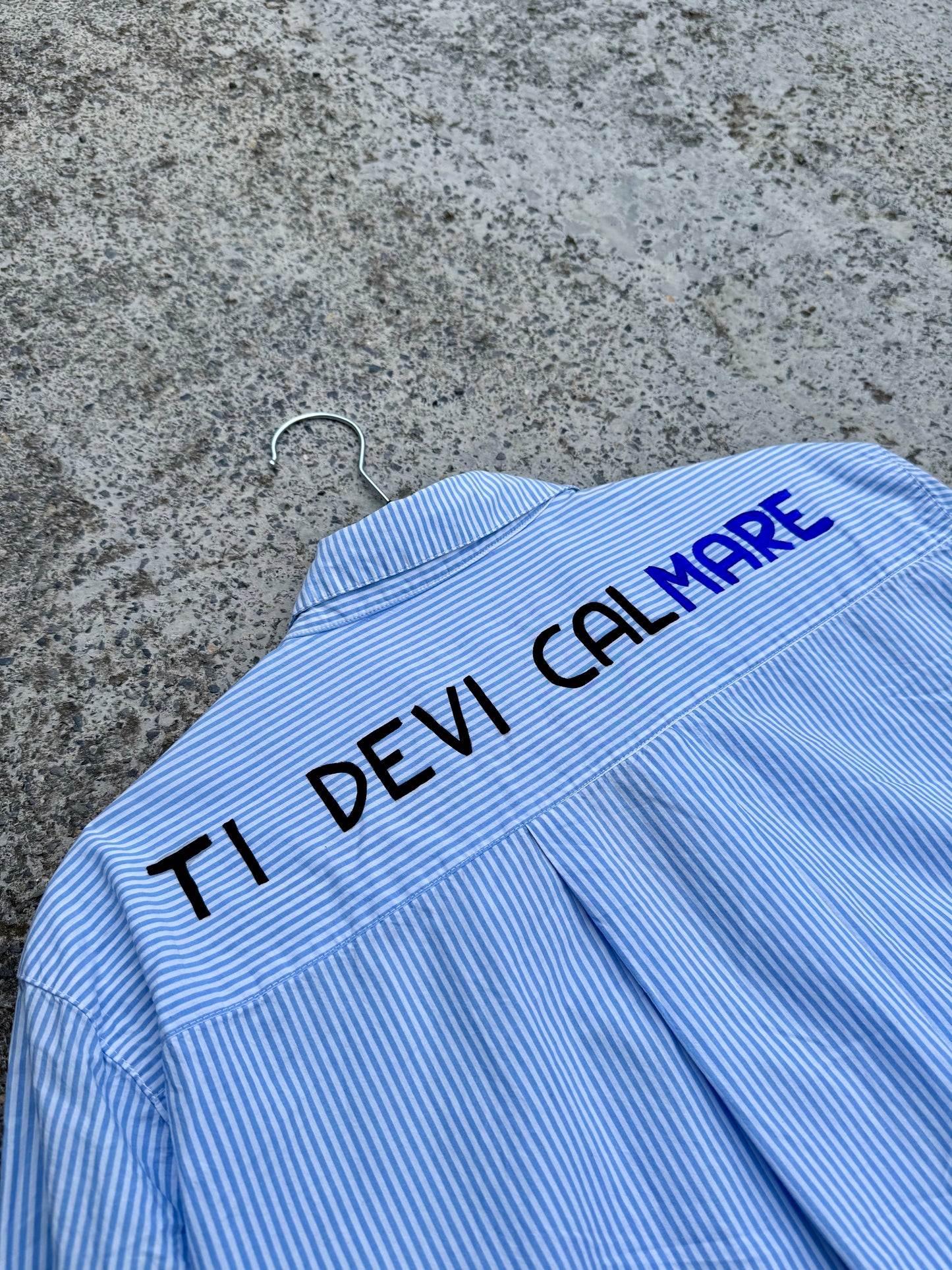Camicia righe “TI DEVI CALmare” tg. L