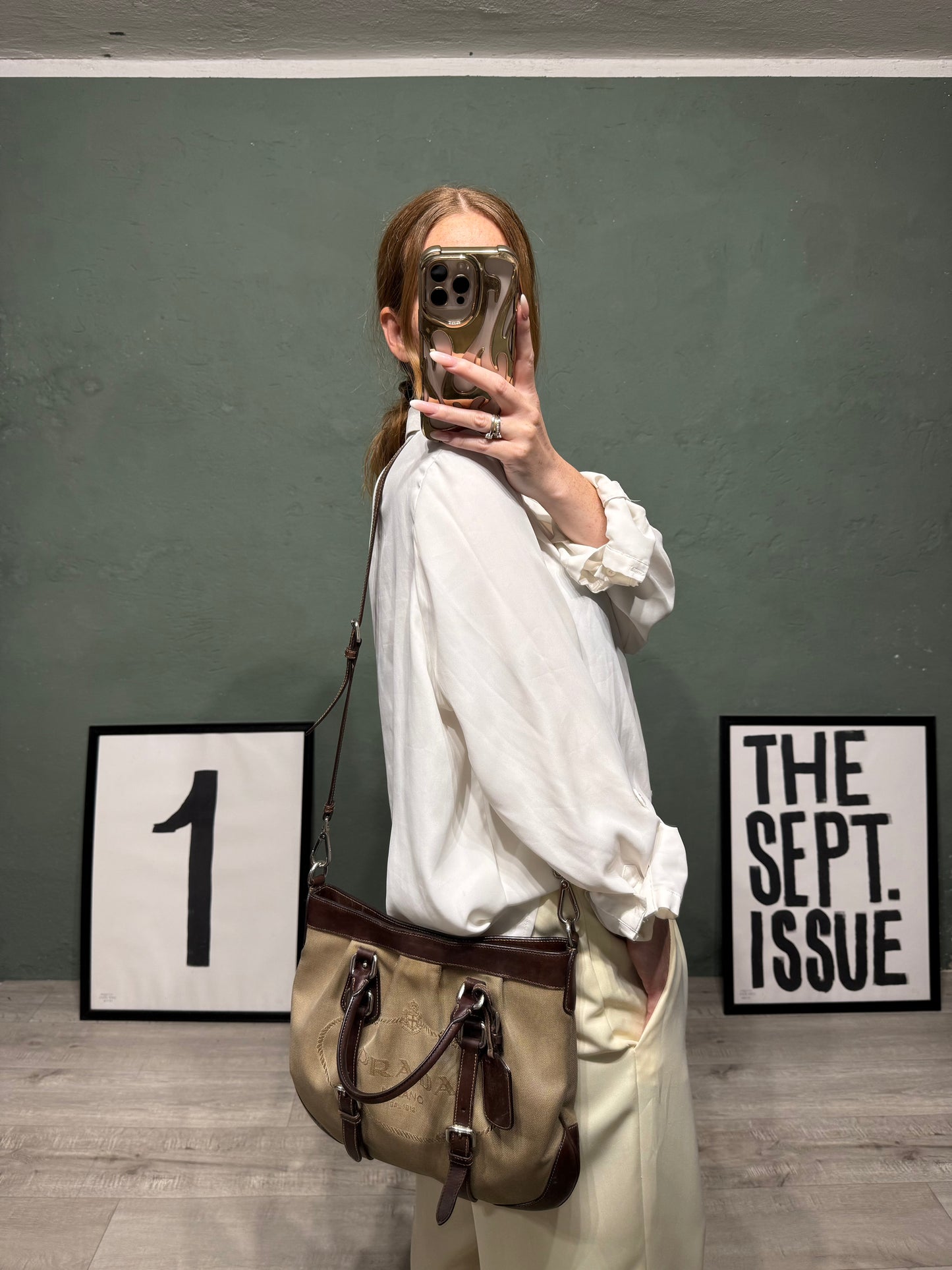 Prada Brown Canapa Canvas & Leather