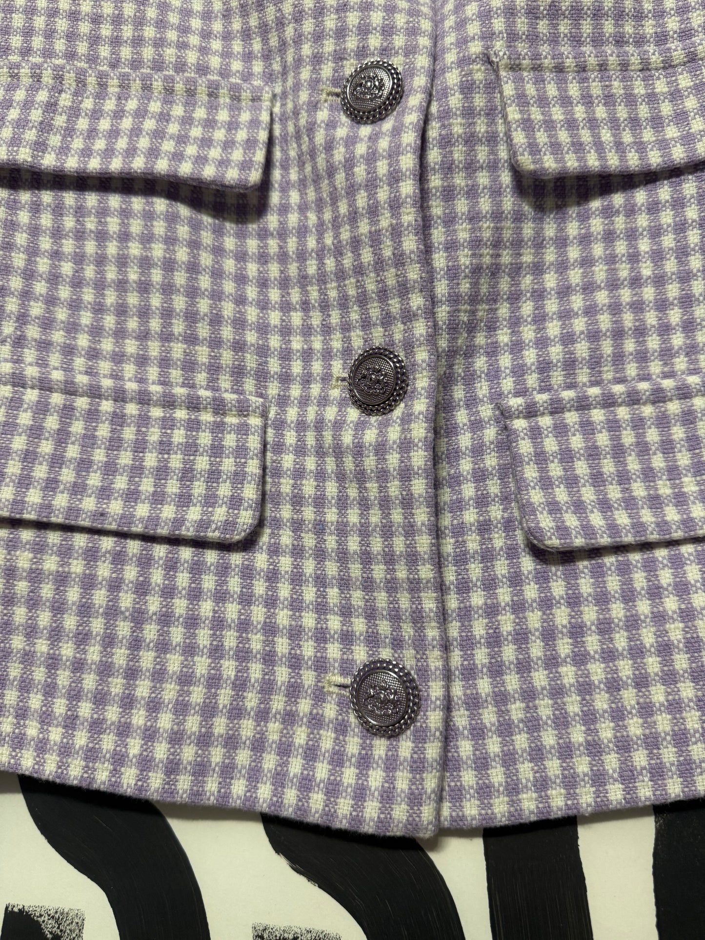Blazer crop pied de poule lavanda Zara