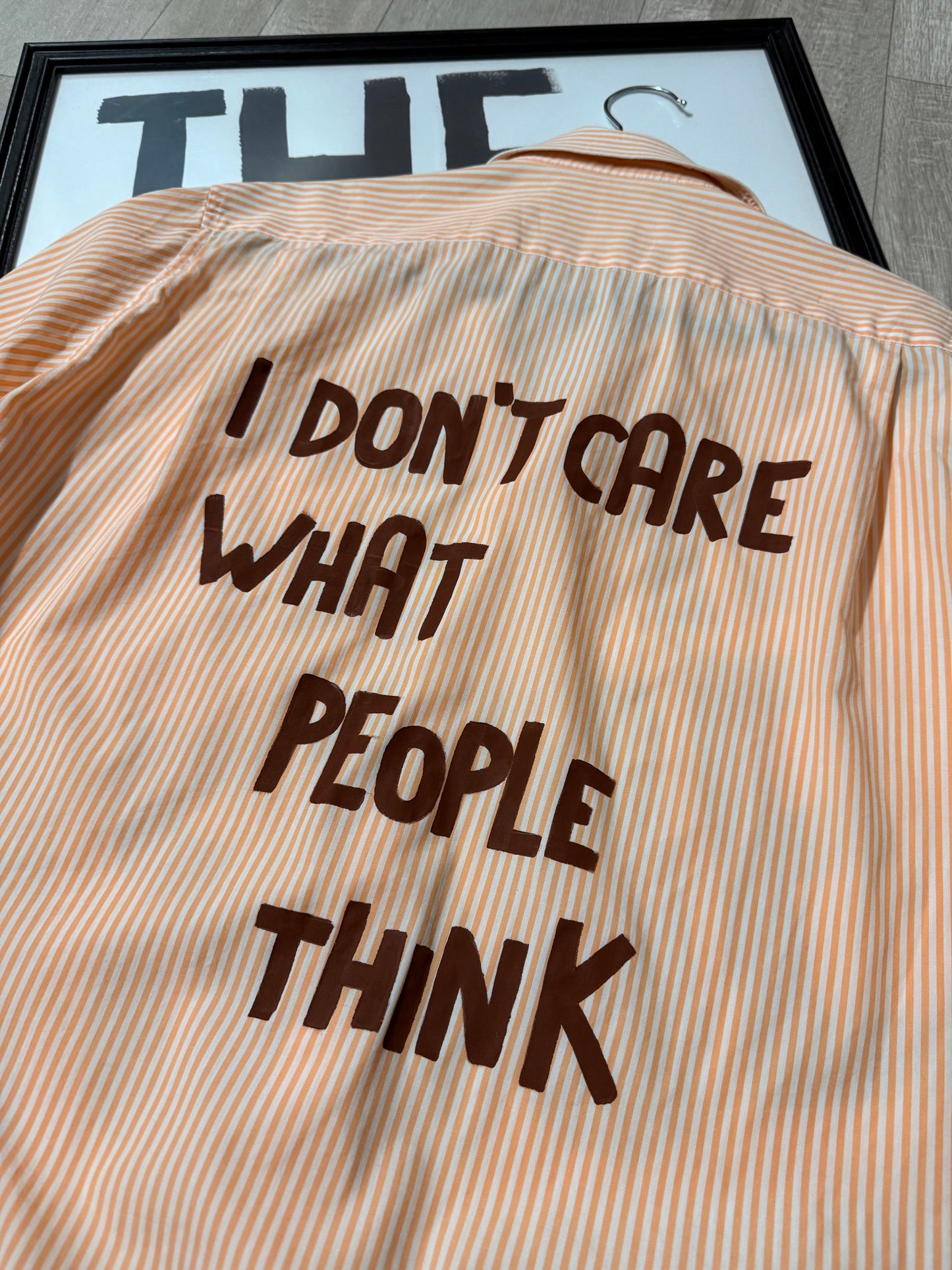 Camicia righe ‘I Don’t care’