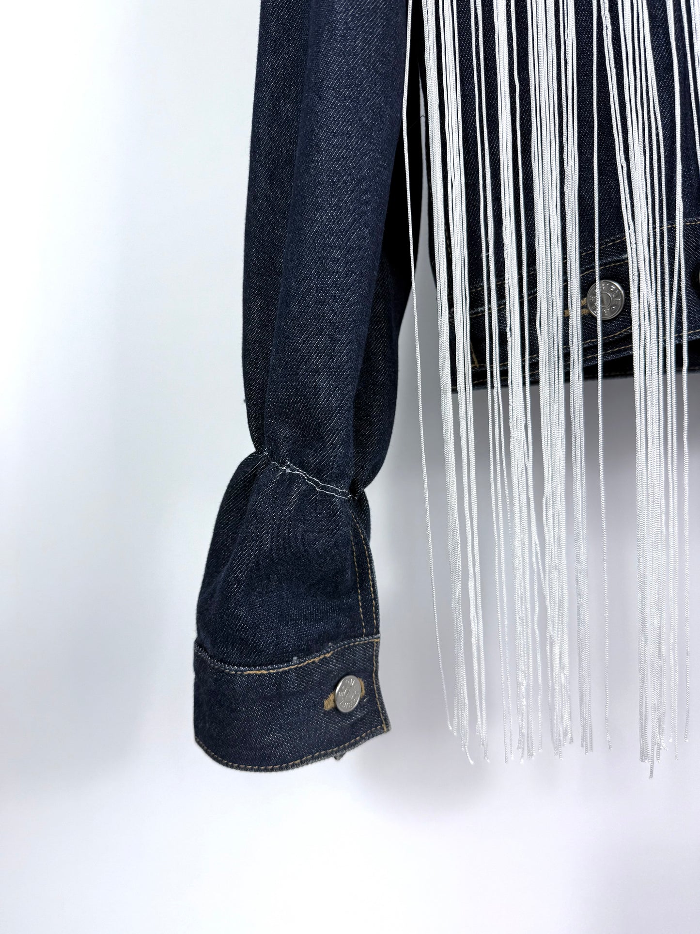 Giacca di jeans frange e patch