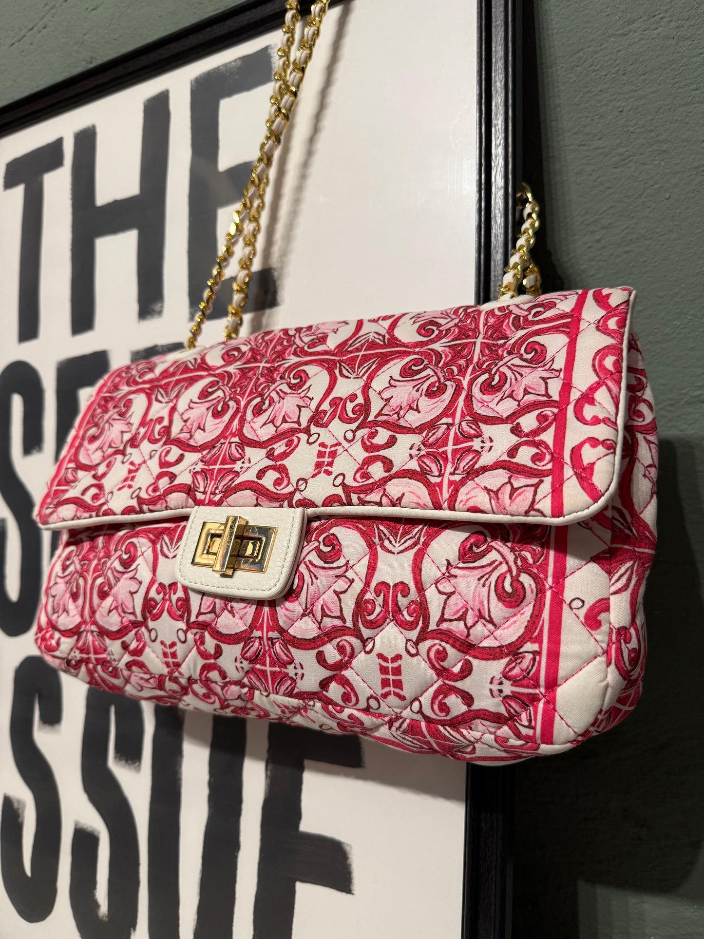 Borsa trapuntata mosaico fucsia