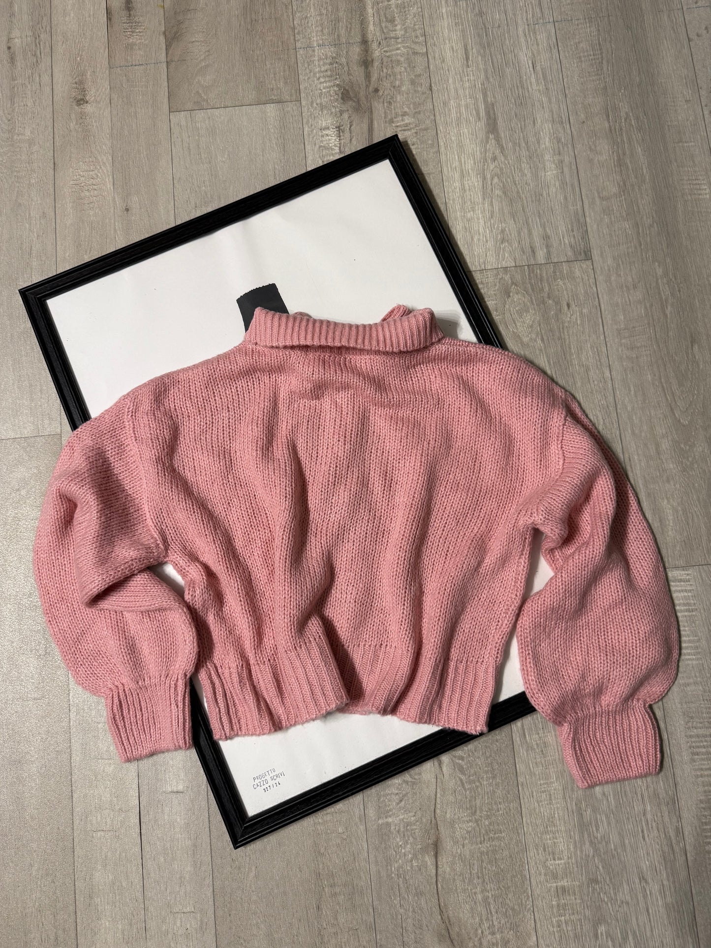 Maglioncino tricot zip rosa bubble