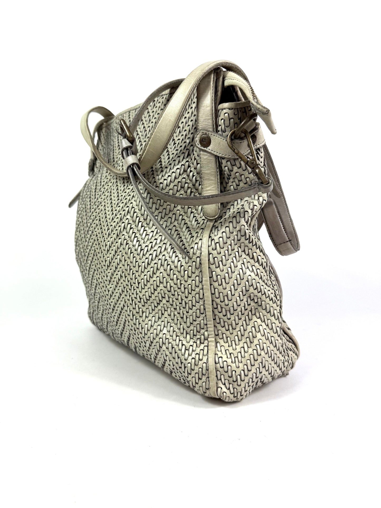 Borsa shopper in pelle intrecciata