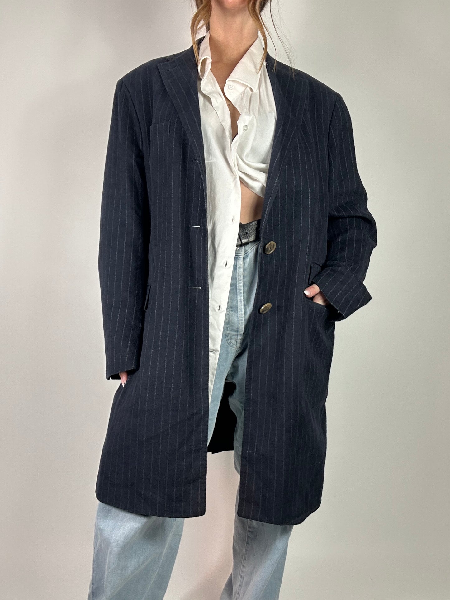 Cappotto monopetto gessato