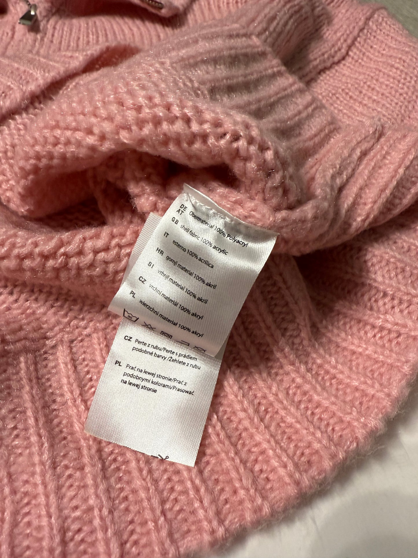 Maglioncino tricot zip rosa bubble