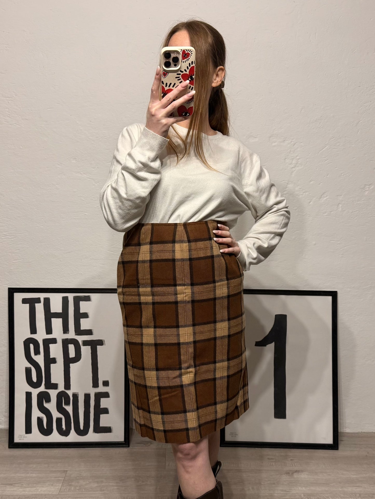 Gonna longuette vintage tartan check