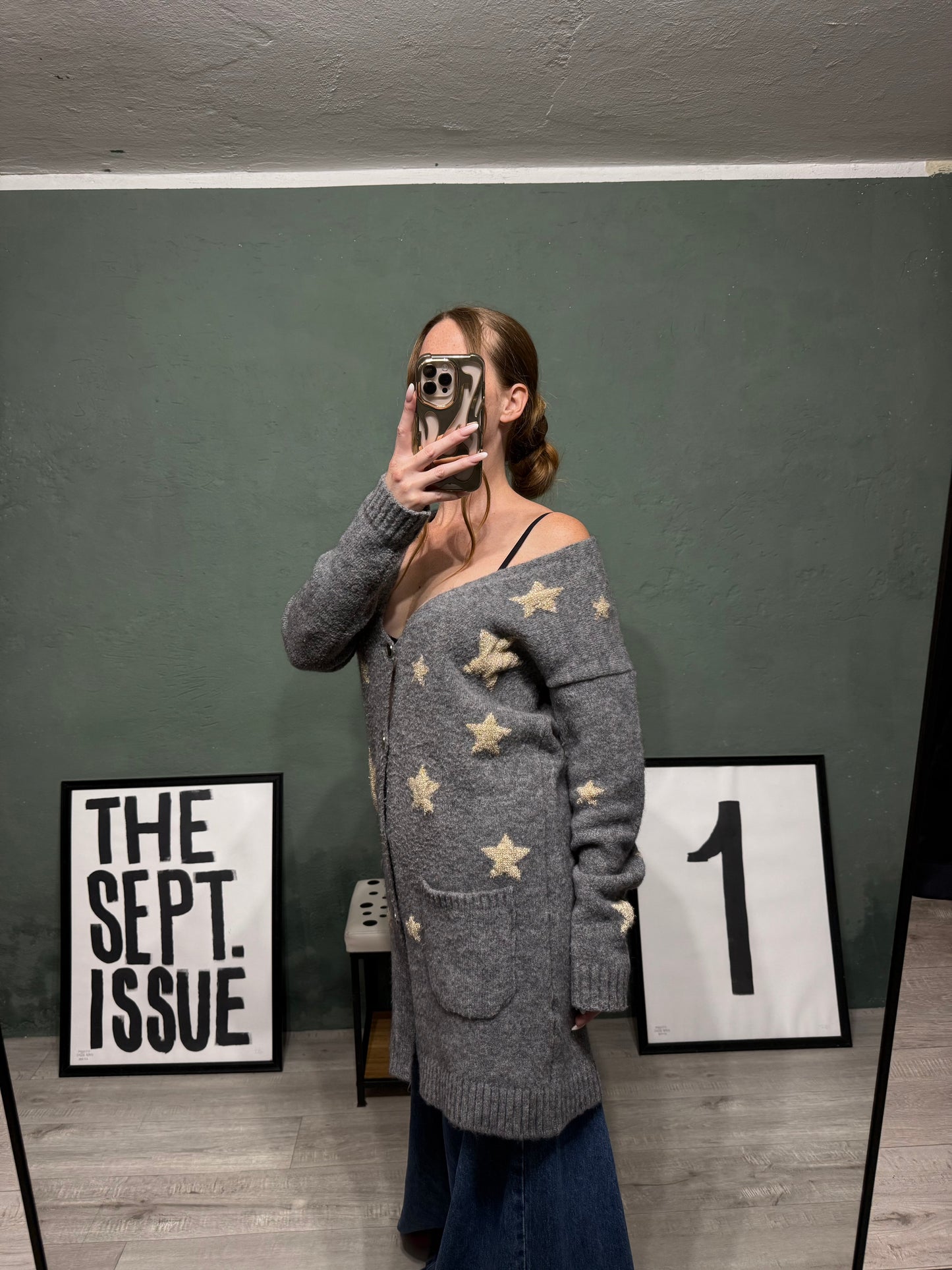 Cardigan lungo stelle