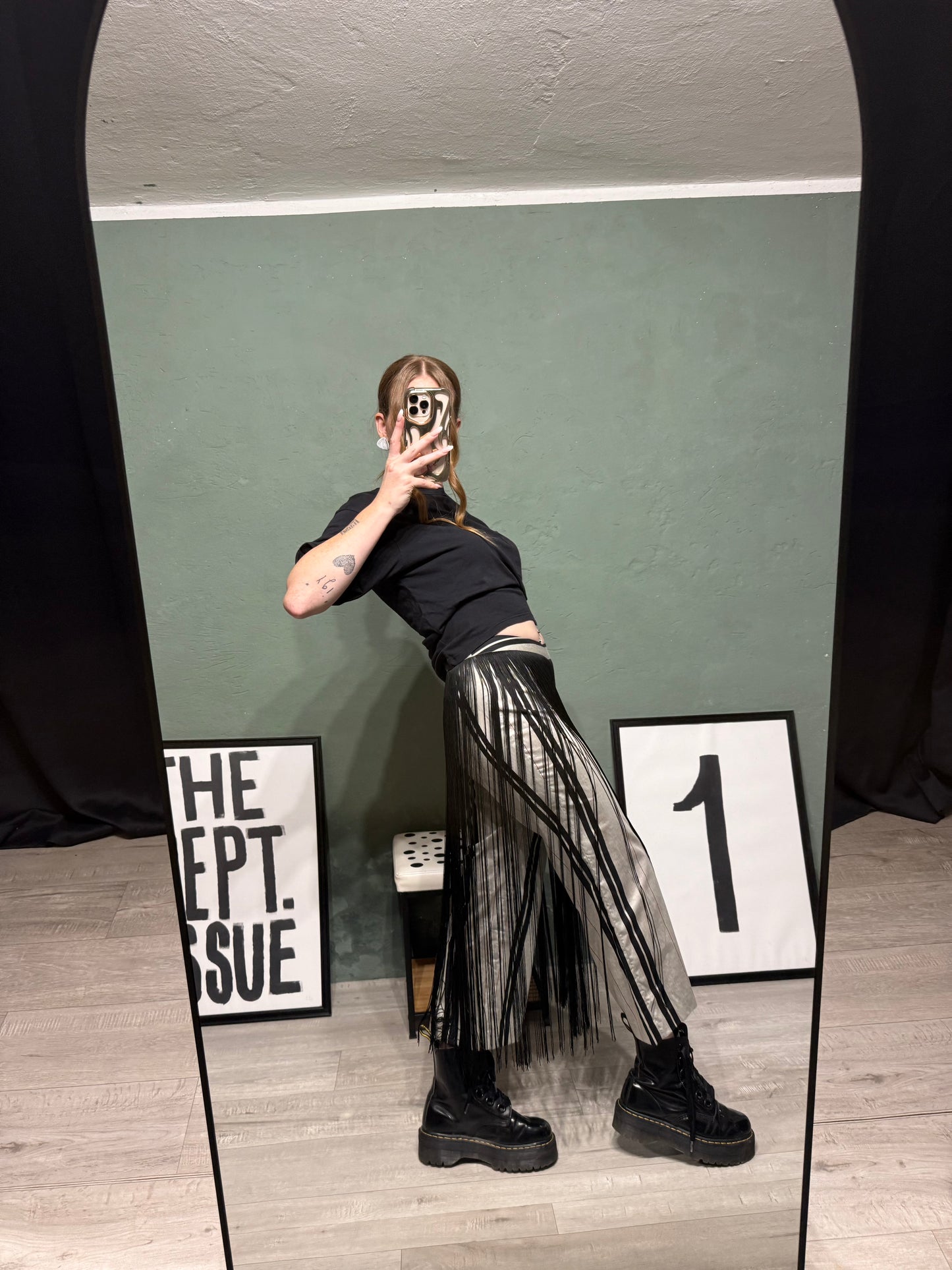 Pantalone righe frange