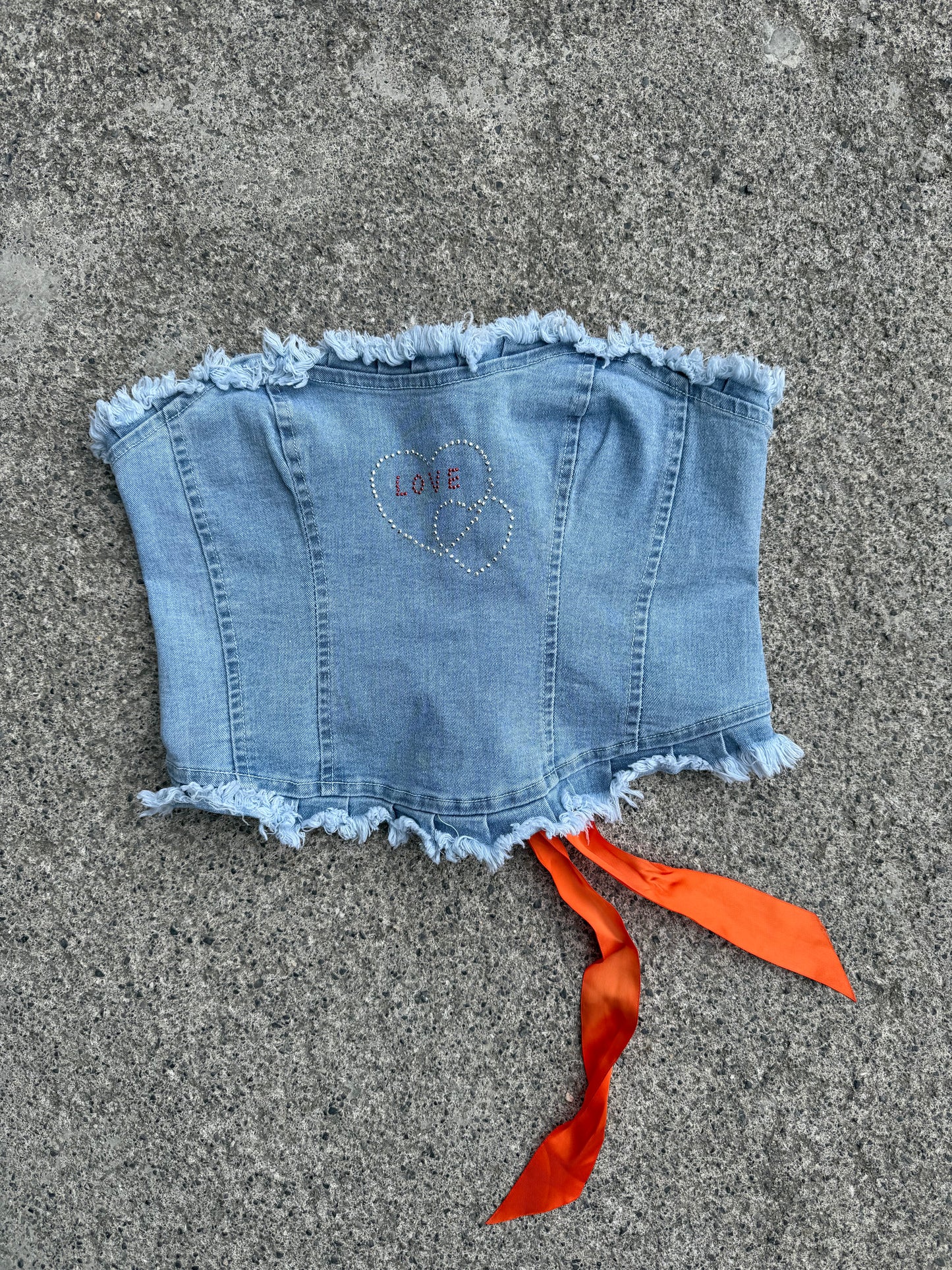 Top corsetto denim