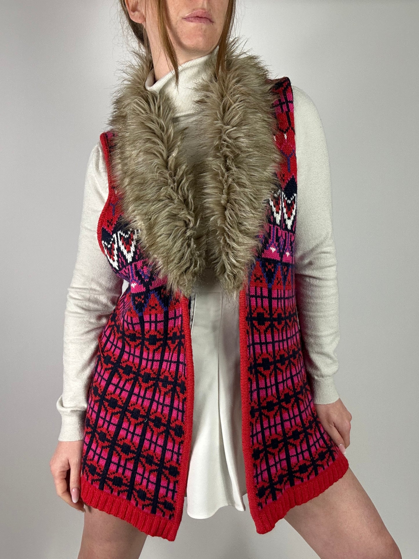 Gilet fantasia collo ecopelliccia tg.M