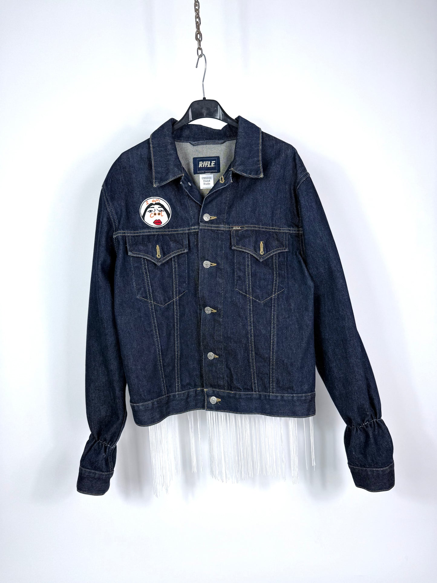 Giacca di jeans frange e patch