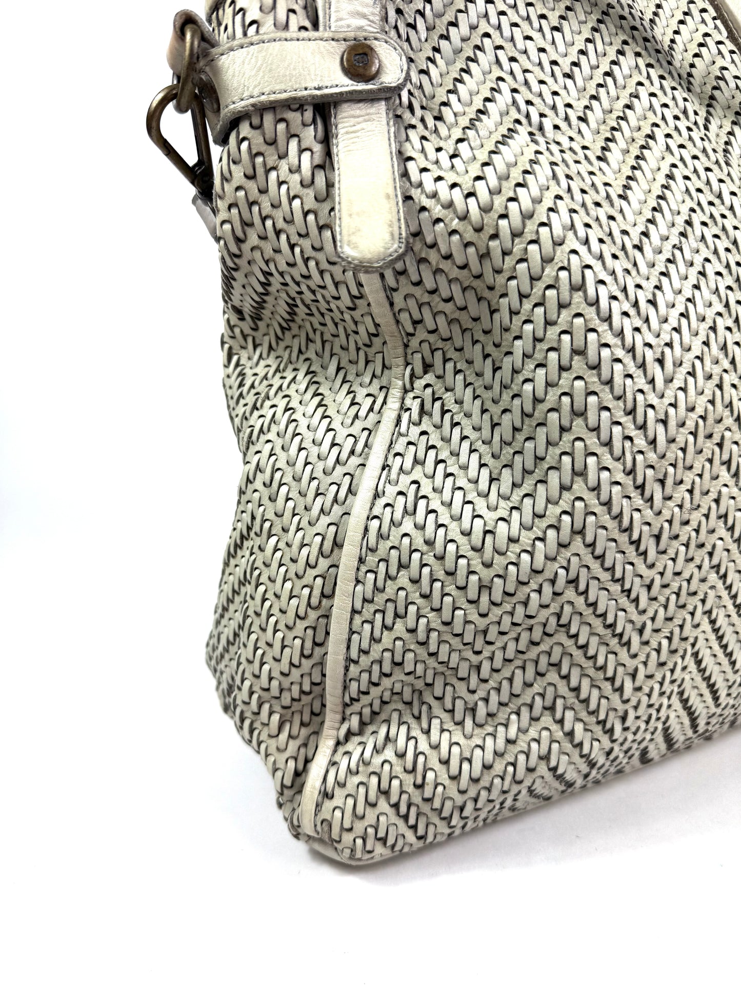 Borsa shopper in pelle intrecciata