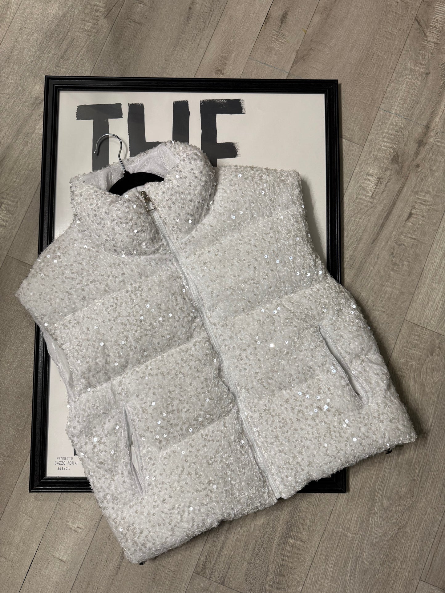 Gilet fluffy paillettes
