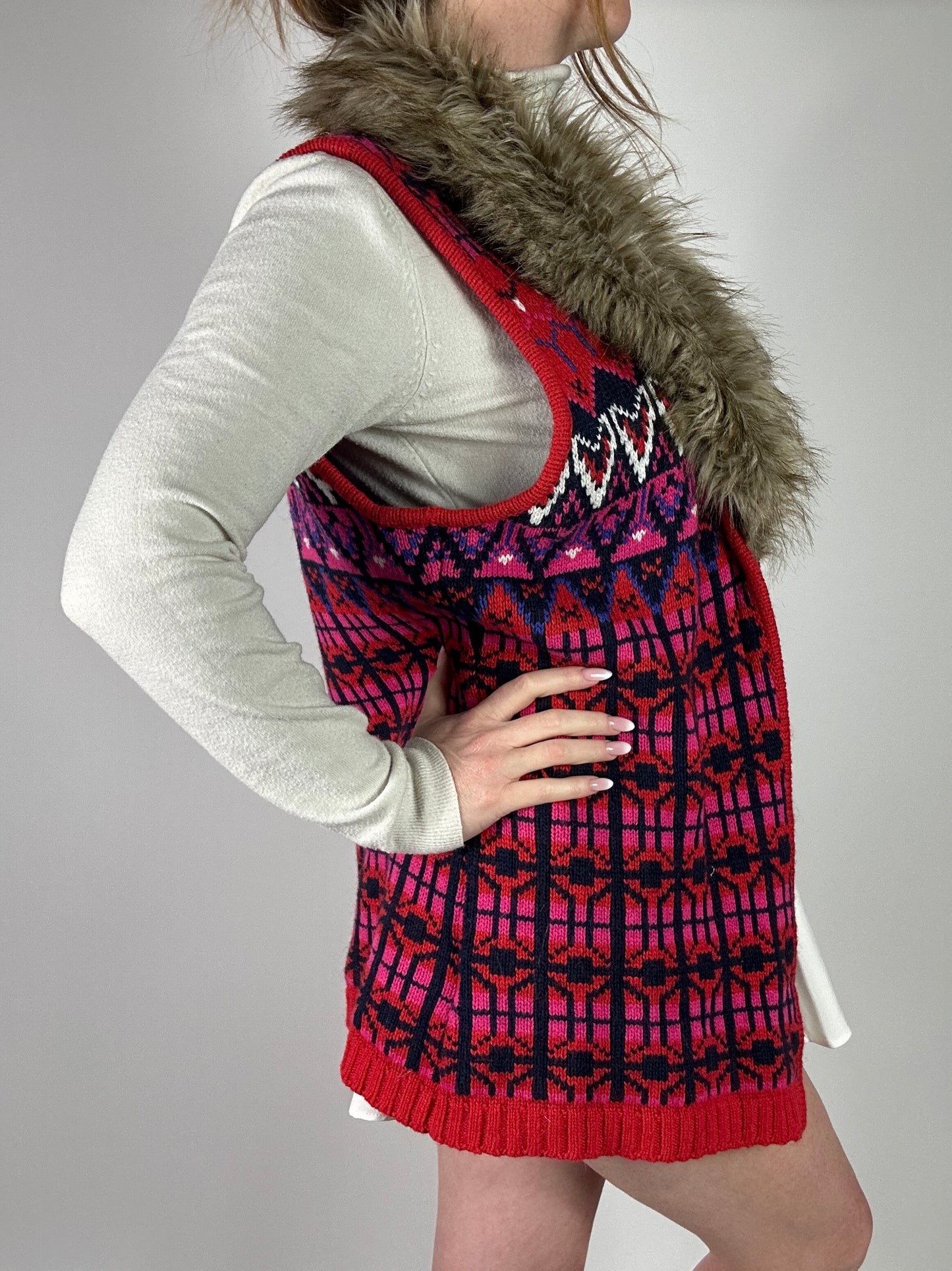 Gilet fantasia collo ecopelliccia tg.M