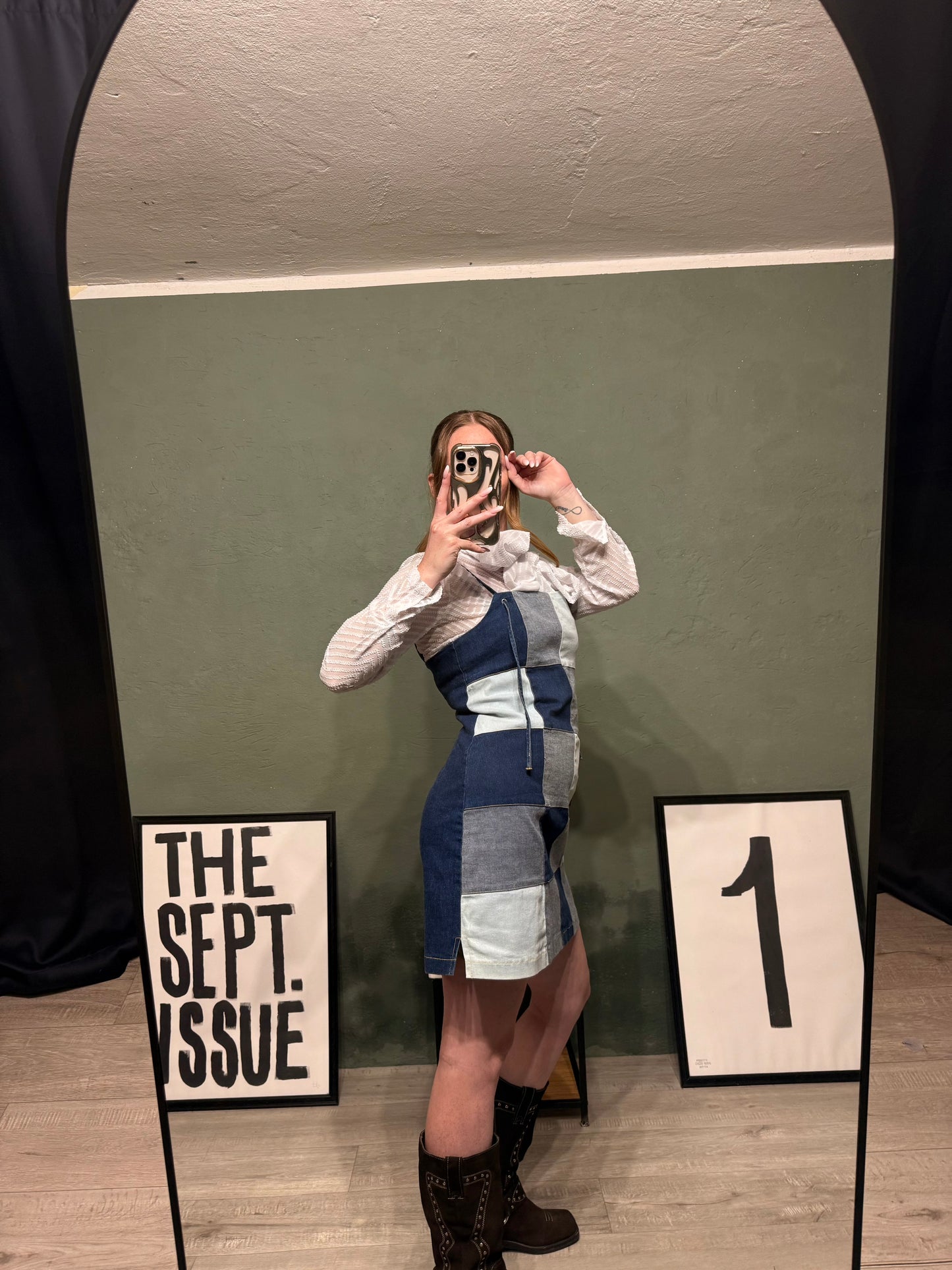 Abito denim patchwork