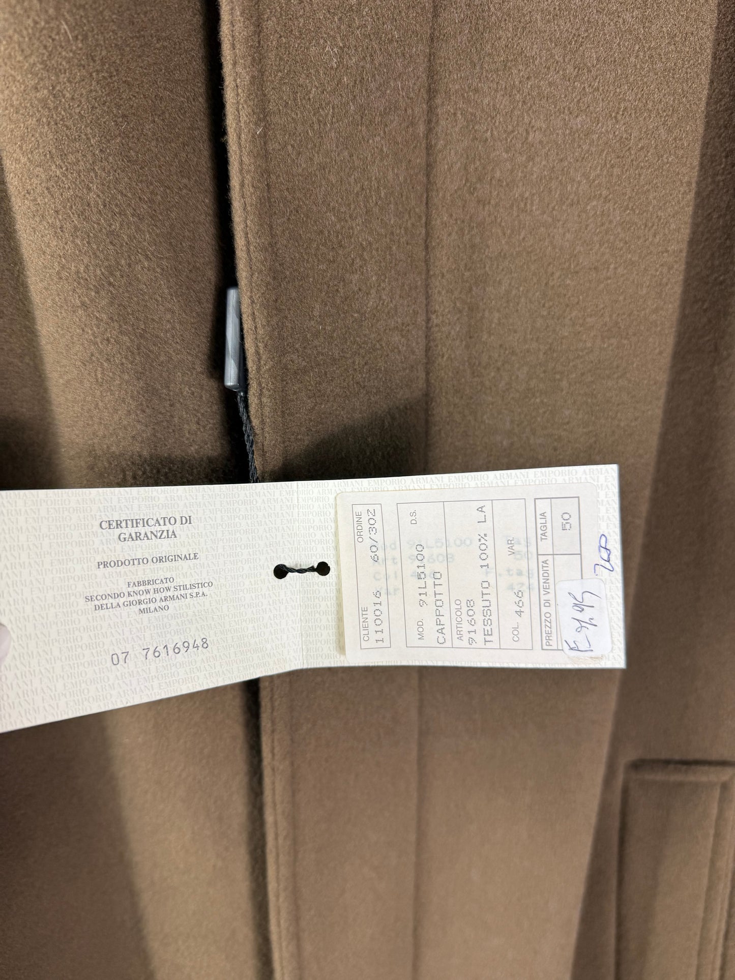 Cappotto 100% lana Emporio Armani tg.L