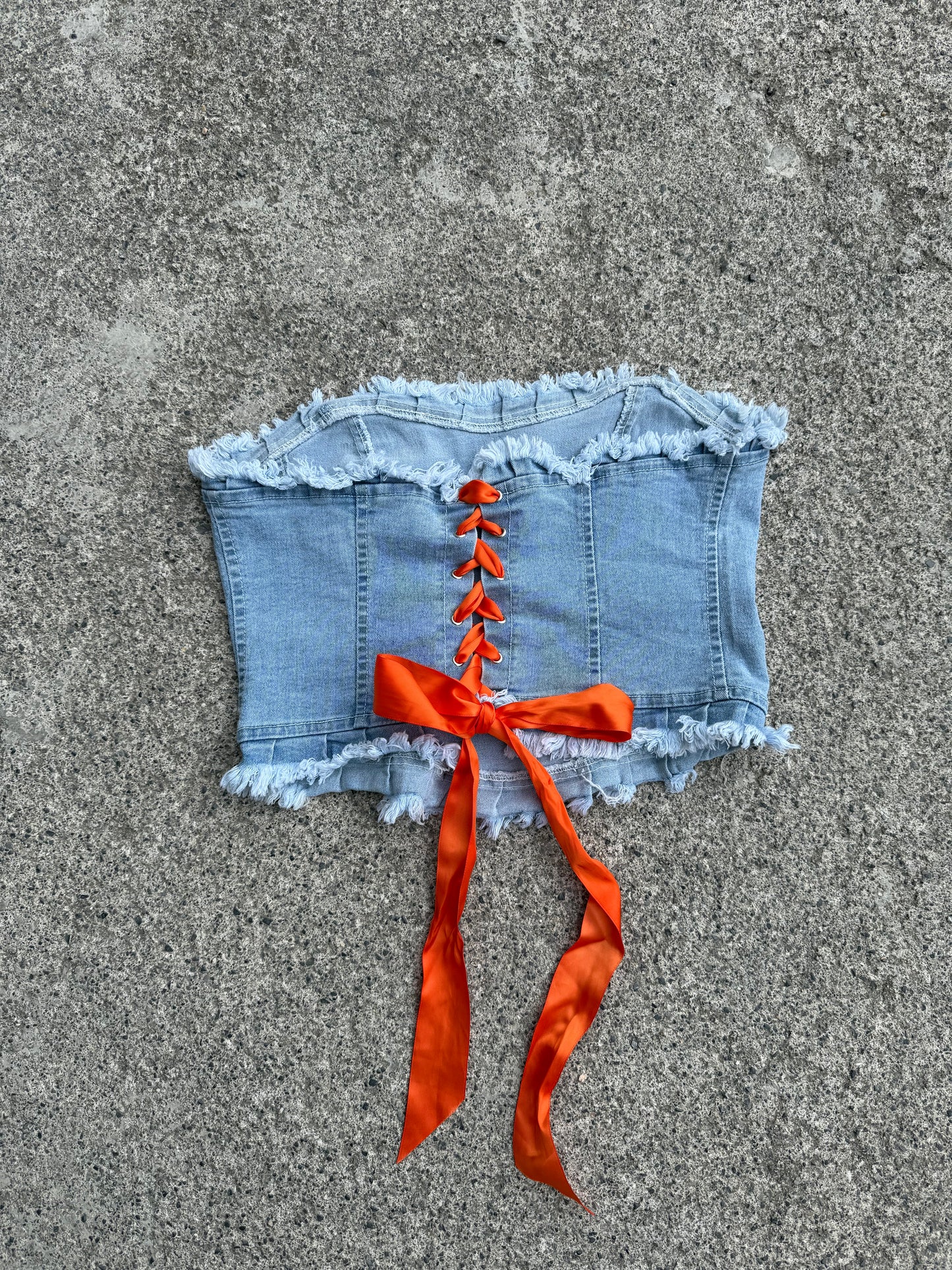 Top corsetto denim