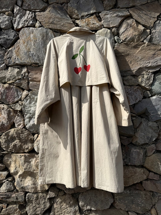 Trench ‘Cherry Much’ handmade