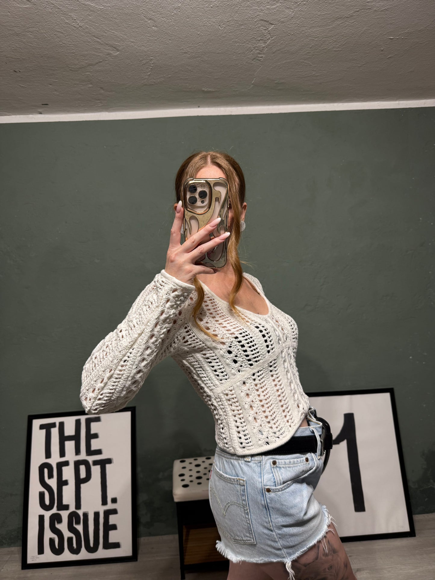 Maglia cropped uncinetto