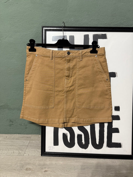 Mini gonna denim cammello