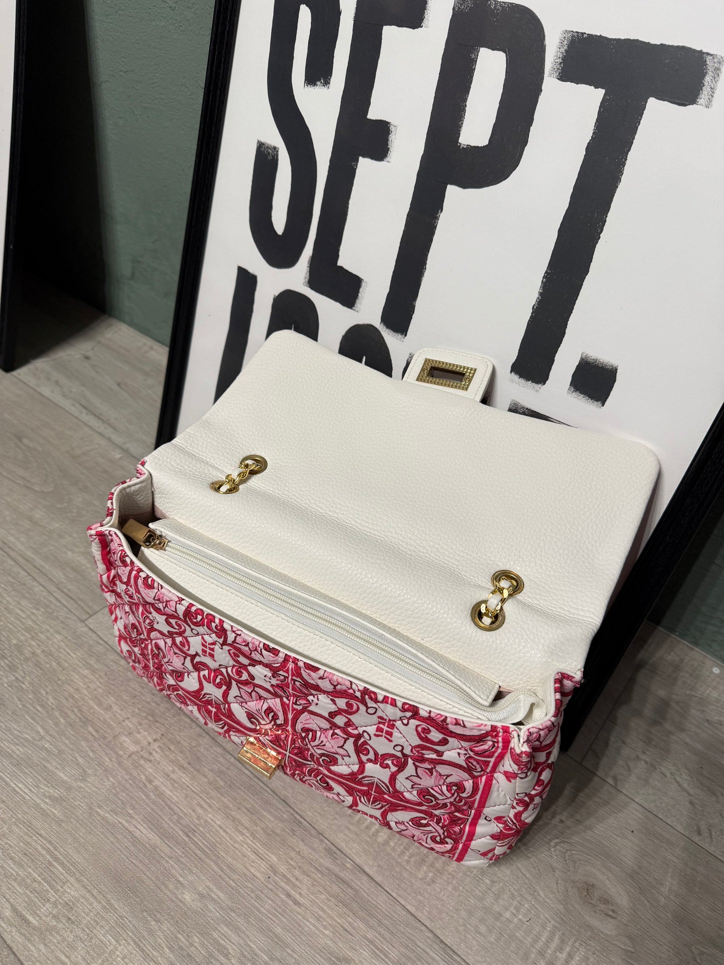 Borsa trapuntata mosaico fucsia