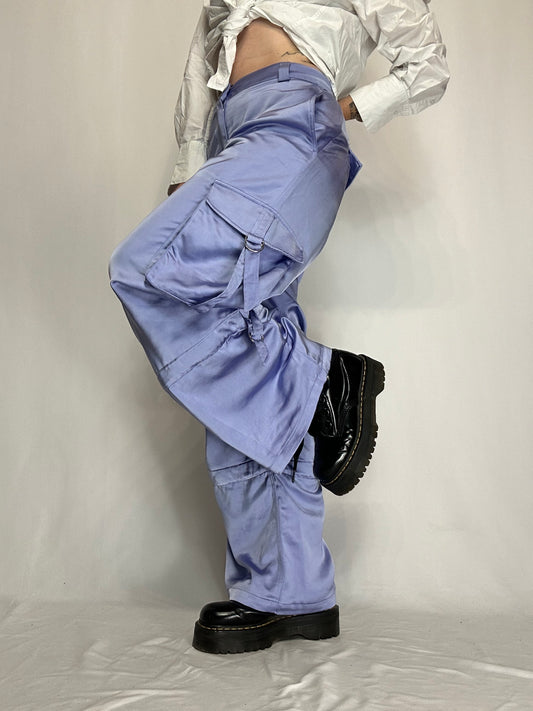 Pantalone cargo raso lavanda tg.L