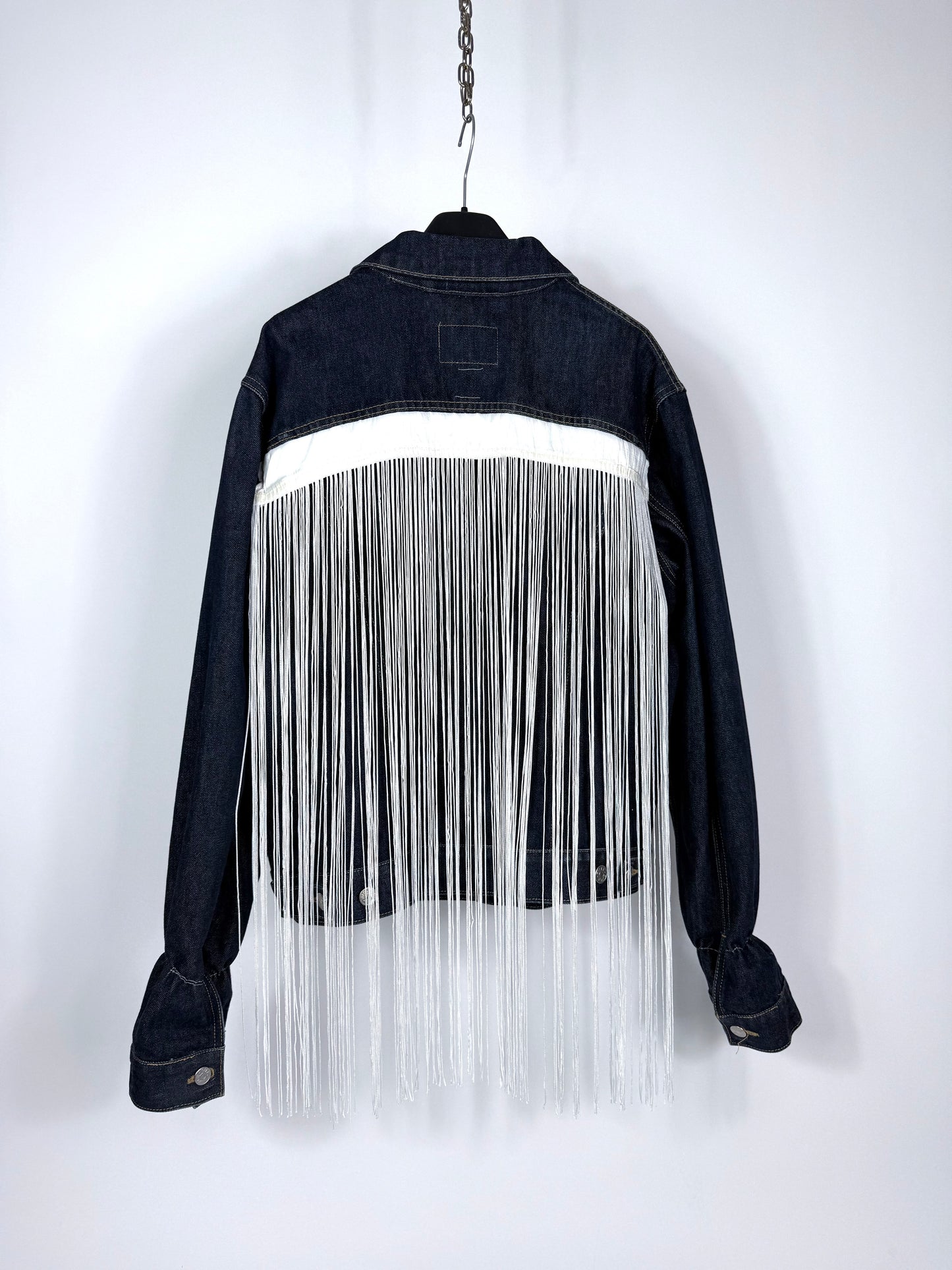 Giacca di jeans frange e patch