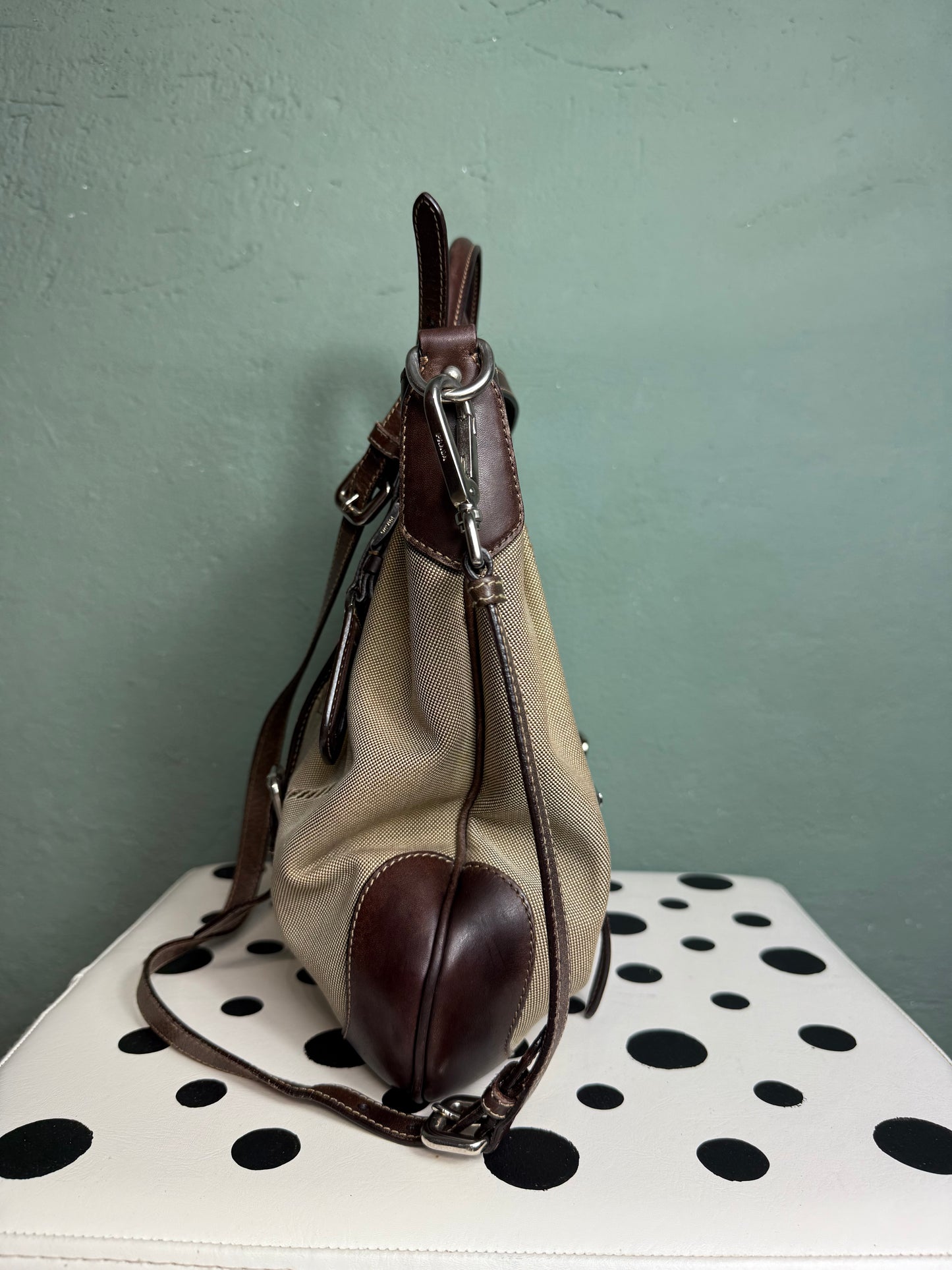 Prada Brown Canapa Canvas & Leather