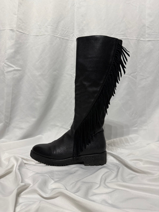 Stivale in pelle punta frange