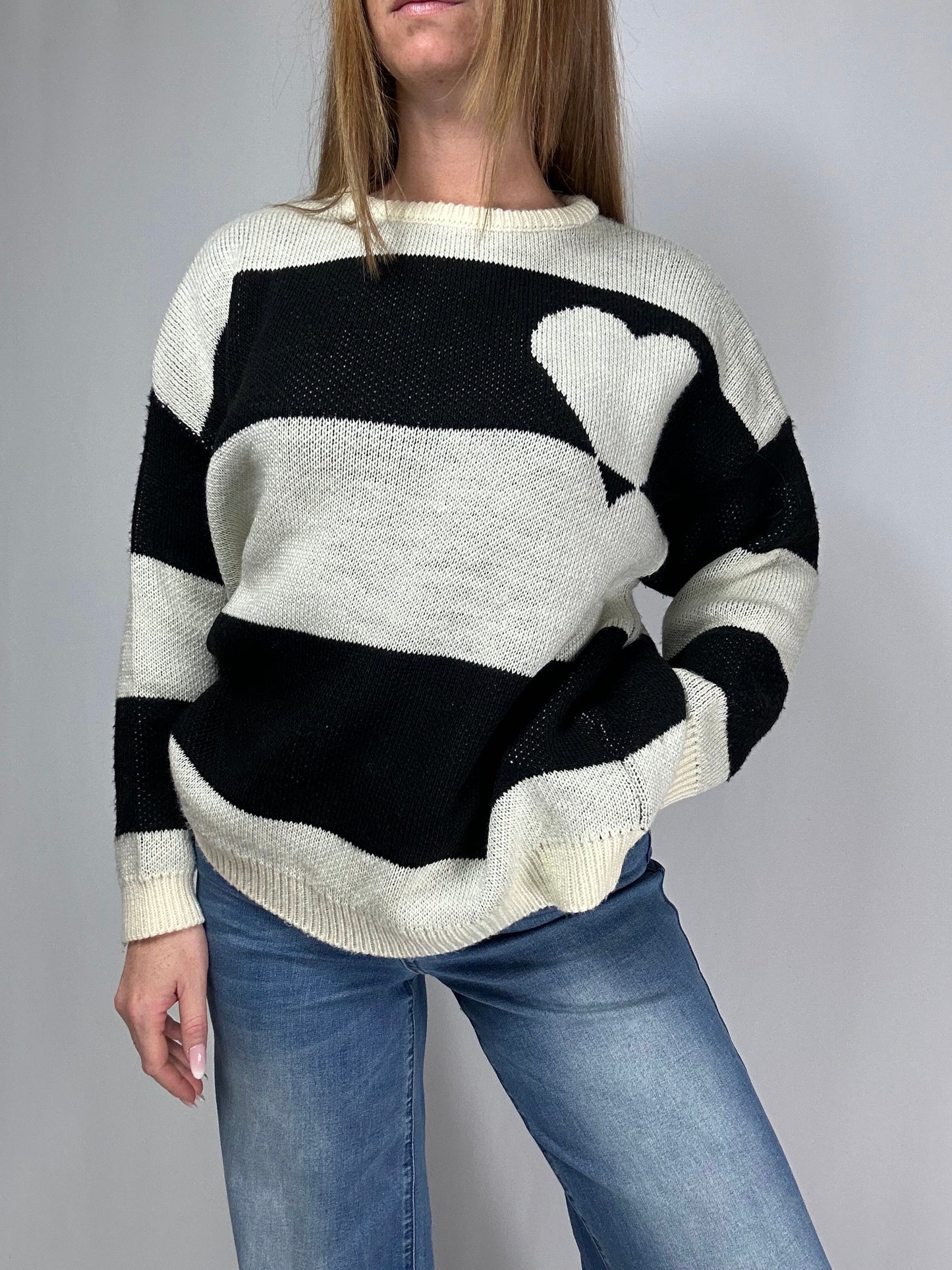 Pull girocollo righe cuore The Lulù
