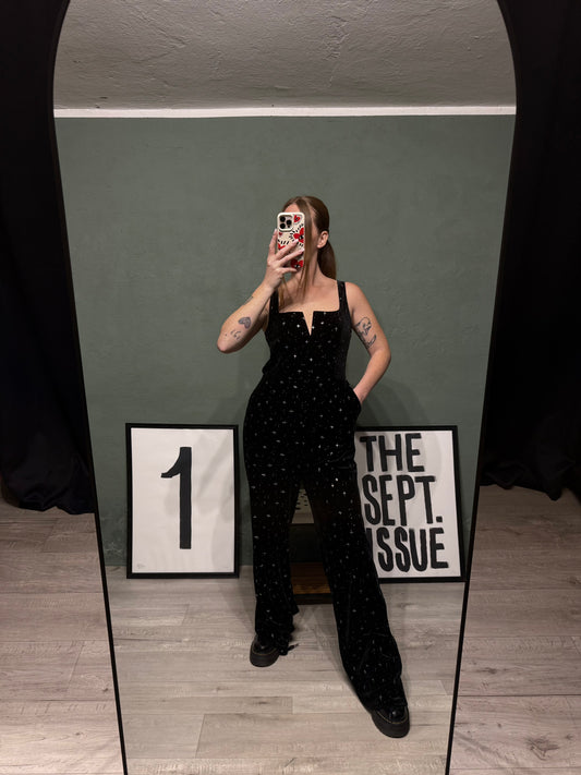 Tuta velluto stampa argento