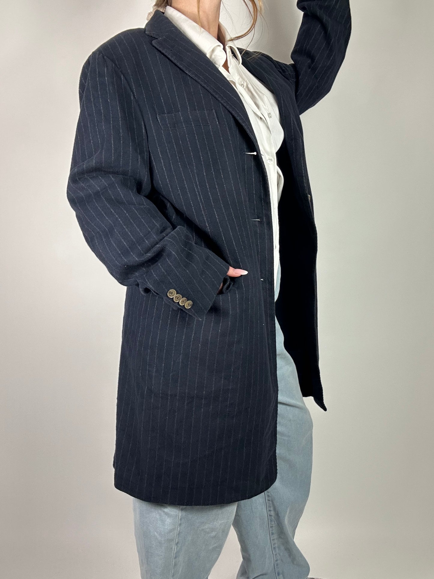 Cappotto monopetto gessato