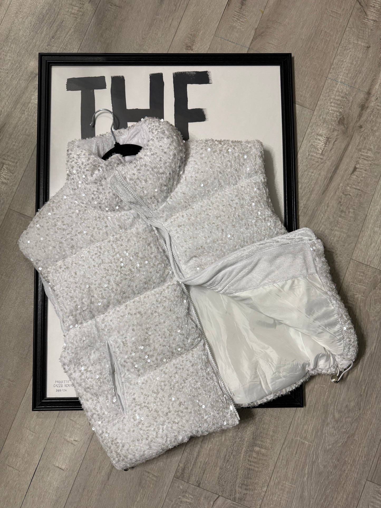 Gilet fluffy paillettes