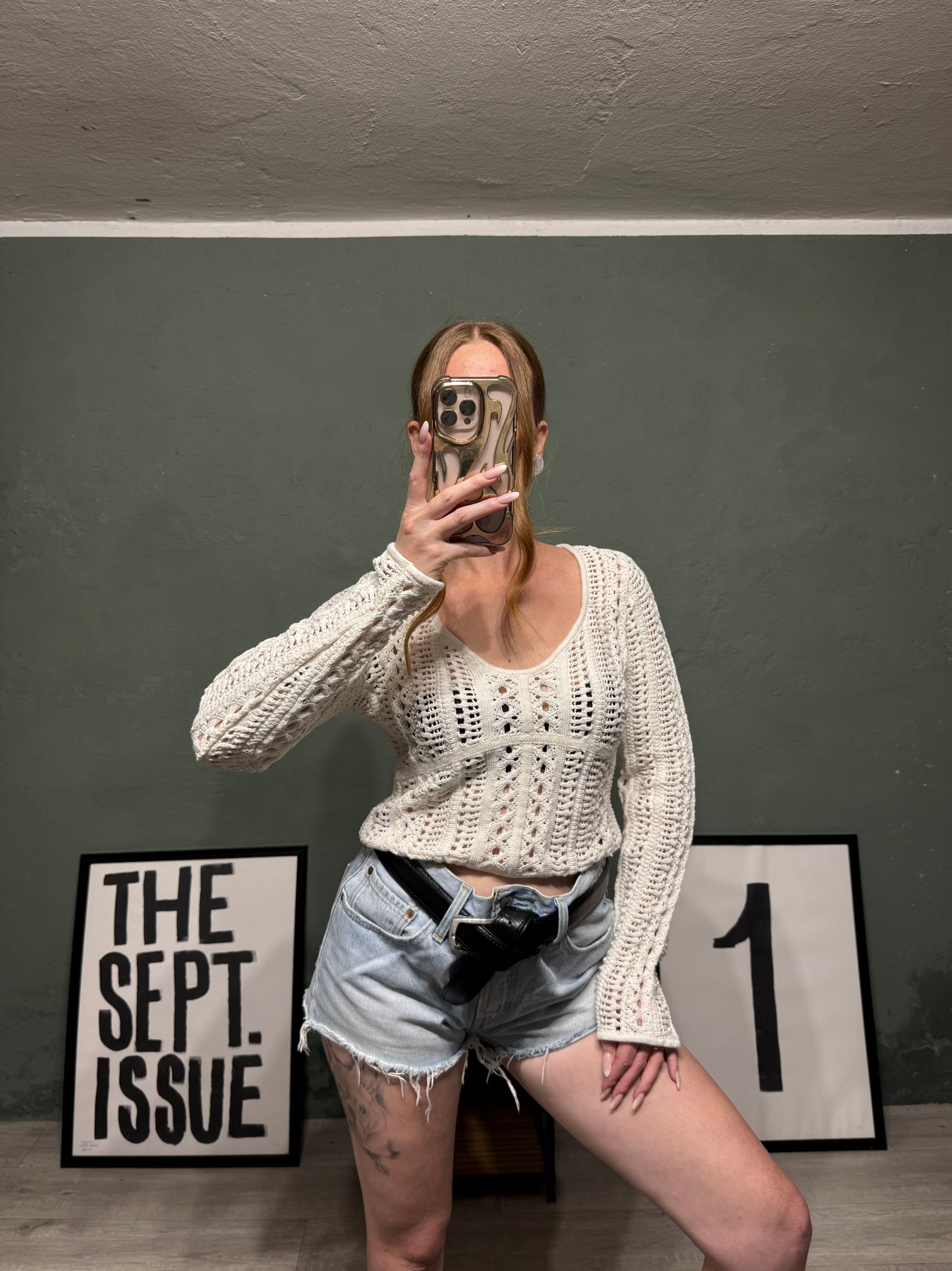 Maglia cropped uncinetto