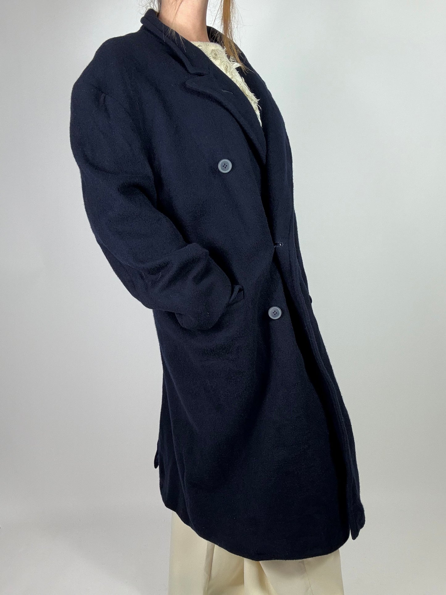 Cappotto doppiopetto blu navy tg.L