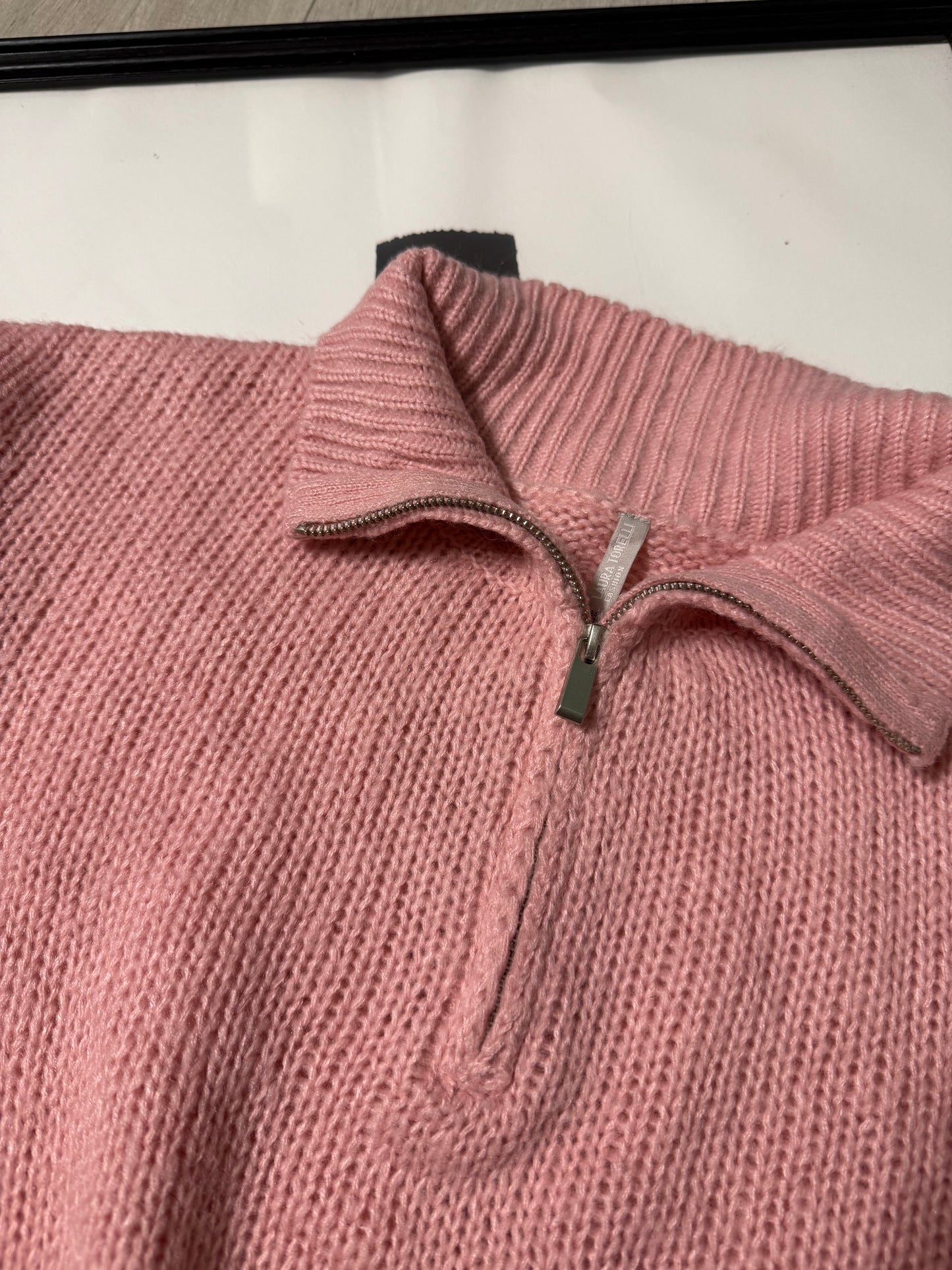 Maglioncino tricot zip rosa bubble