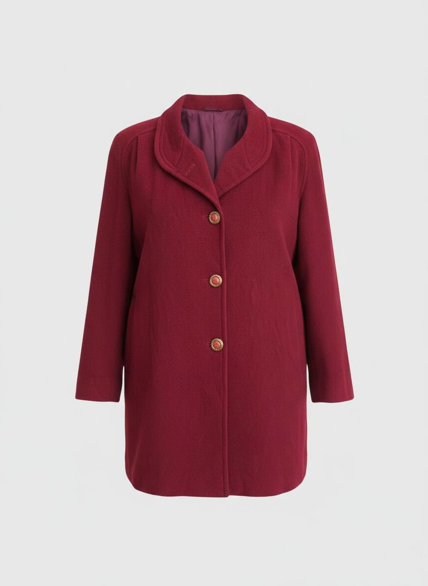Cappotto monopetto vintage Borgogna  100% lana