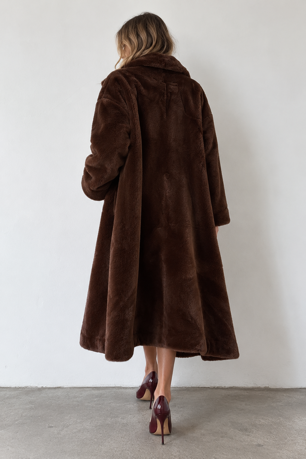 Pelliccia Ecologica Vintage Oversize Cioccolato