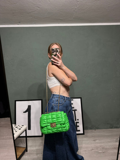 Borsa trapuntata pouf verde
