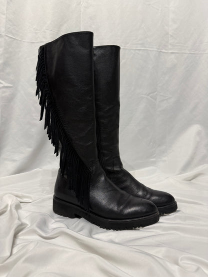 Stivale in pelle punta frange