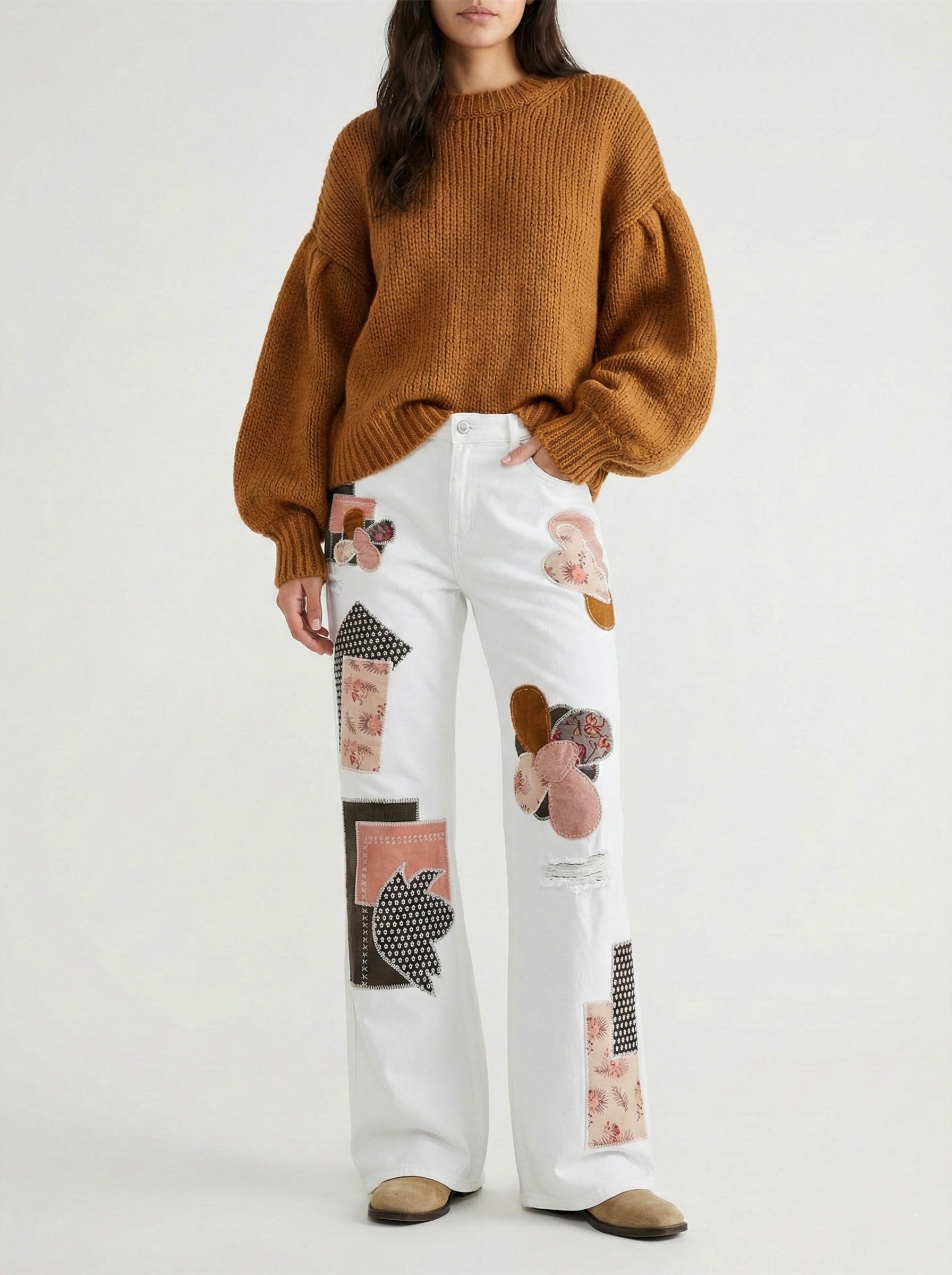 Jeans palazzo patchwork handmade