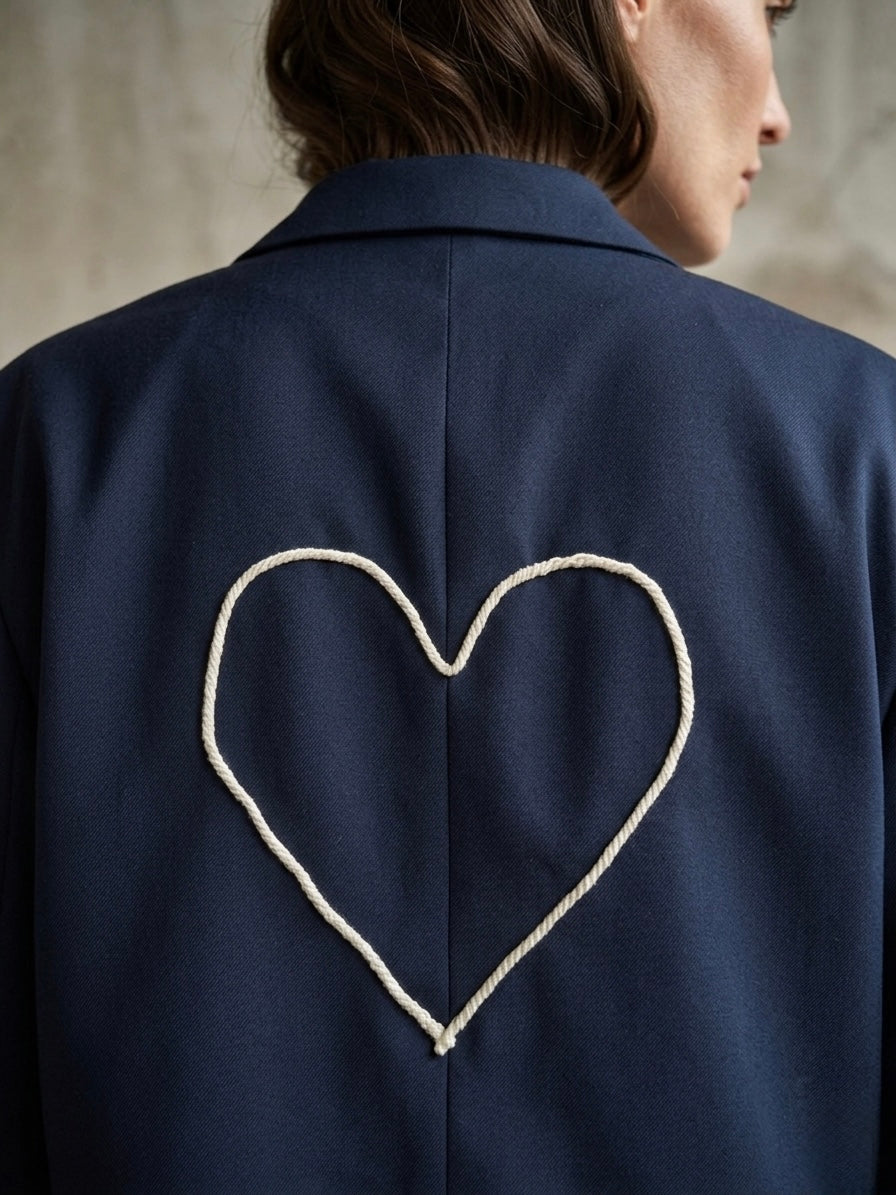 Blazer cropped ‘cream heart’ reworked
