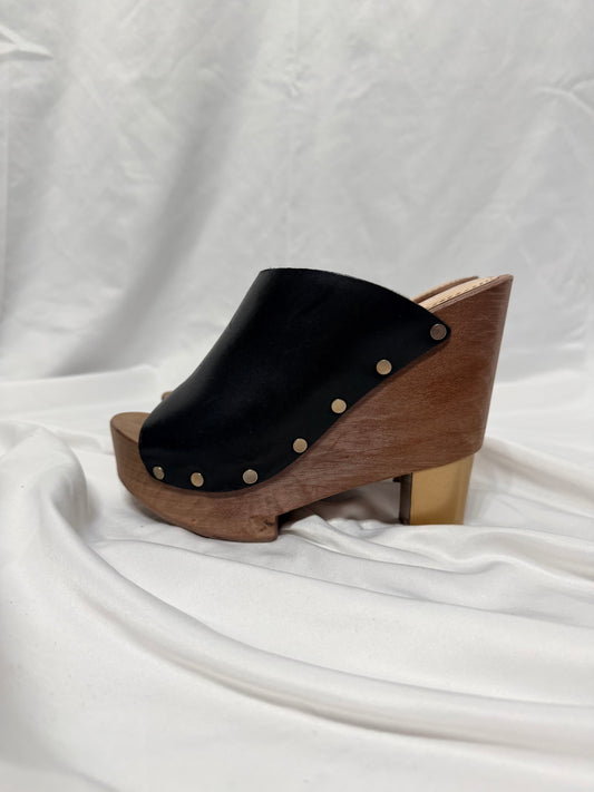 Zoccoli in pelle open toe Pollini