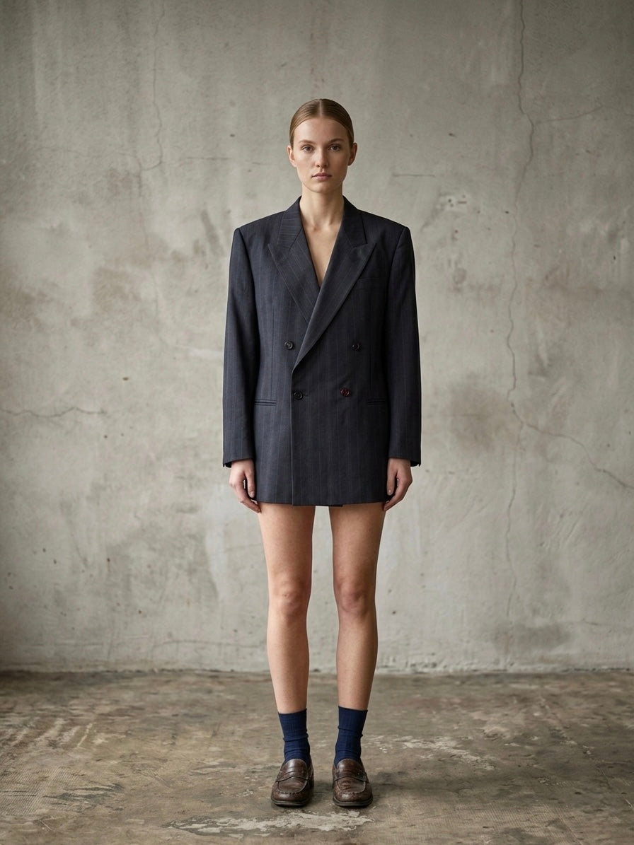 Blazer vintage doppiopetto ‘ghost heart’ reworked