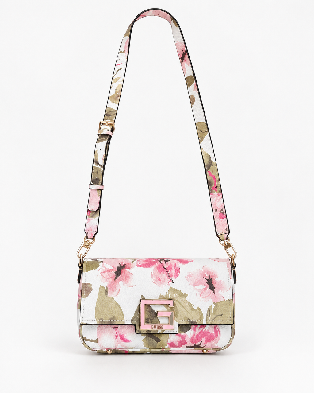 Borsa Guess floreale rosa con tracolla regolabile